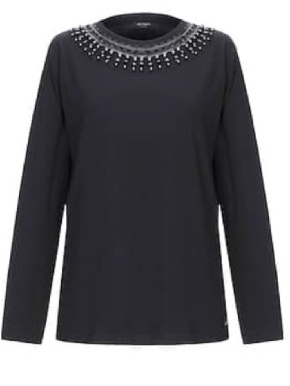 Black Long-Sleeve Jewel-Neck Top